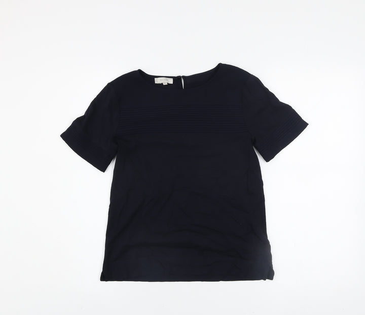 Hobbs Women's Blue Short Sleeve Blouse XS Lightweight Work Top