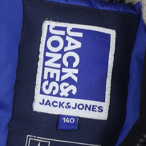 Jack & Jones Boys Black Hooded Faux Fur Trim Parka Coat 12 Years