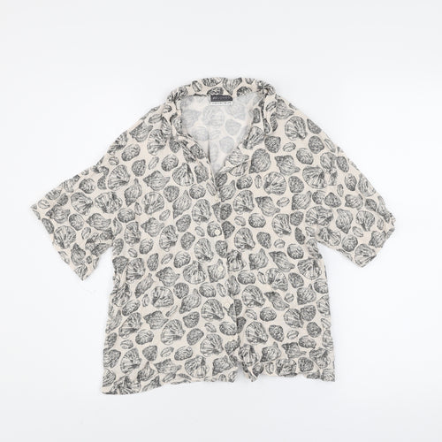 Beloved Women’s Beige Floral Viscose Button-Up Shirt UK 8