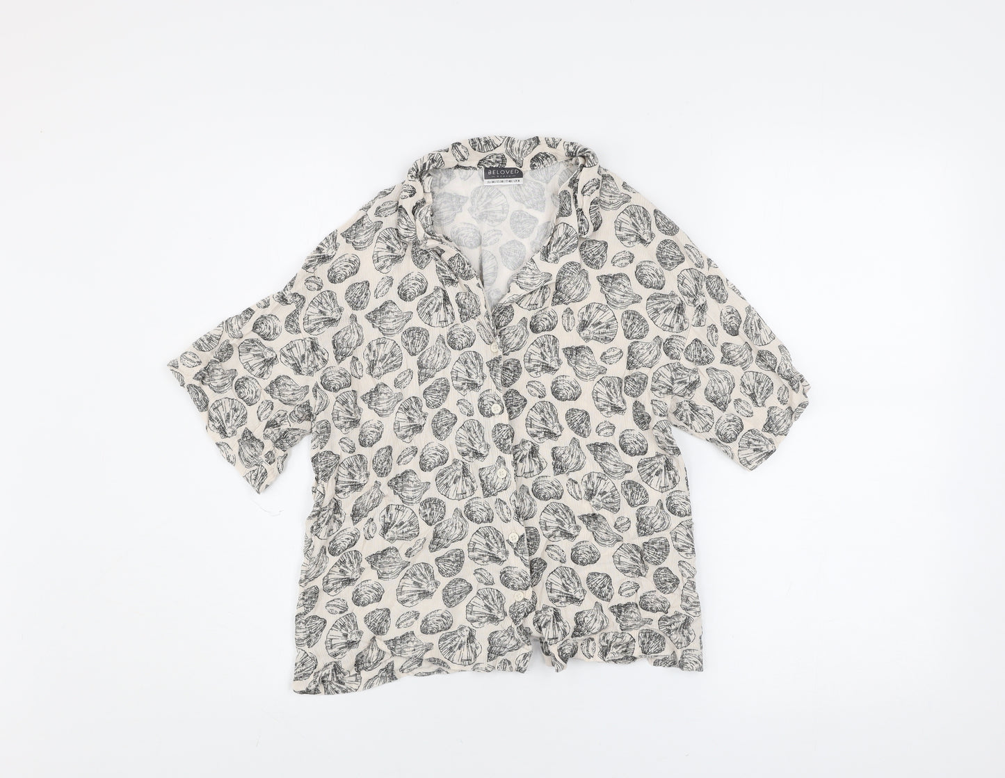Beloved Women’s Beige Floral Viscose Button-Up Shirt UK 8
