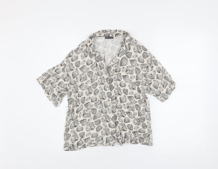 Beloved Women’s Beige Floral Viscose Button-Up Shirt UK 8