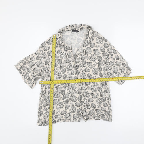 Beloved Women’s Beige Floral Viscose Button-Up Shirt UK 8