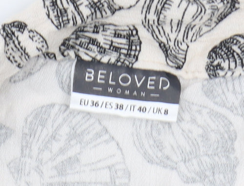 Beloved Women’s Beige Floral Viscose Button-Up Shirt UK 8