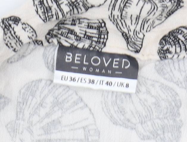 Beloved Women’s Beige Floral Viscose Button-Up Shirt UK 8