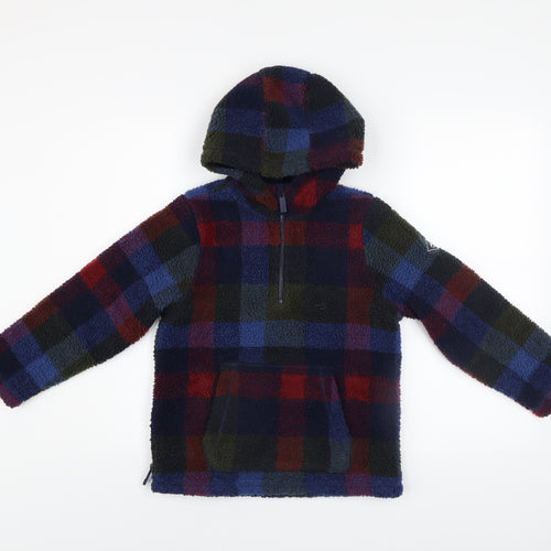 Joules Girls Multicoloured Fleece Check Hooded Pullover 8 Years