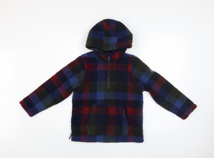 Joules Girls Multicoloured Fleece Check Hooded Pullover 8 Years