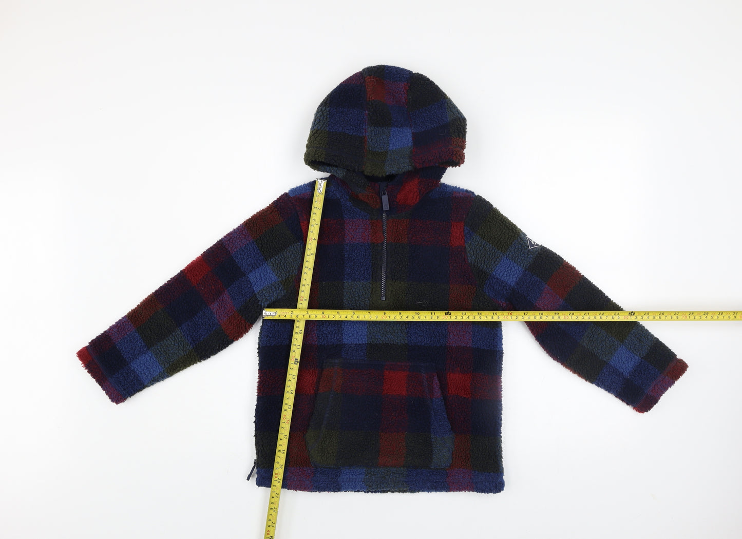 Joules Girls Multicoloured Fleece Check Hooded Pullover 8 Years