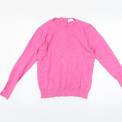 Savida Women's Pink Crew Neck Long Sleeve Pullover Jumper Size 12