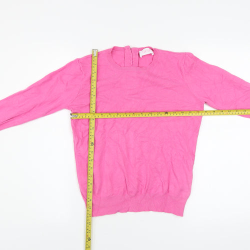 Savida Women's Pink Crew Neck Long Sleeve Pullover Jumper Size 12