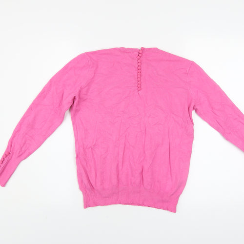 Savida Women's Pink Crew Neck Long Sleeve Pullover Jumper Size 12