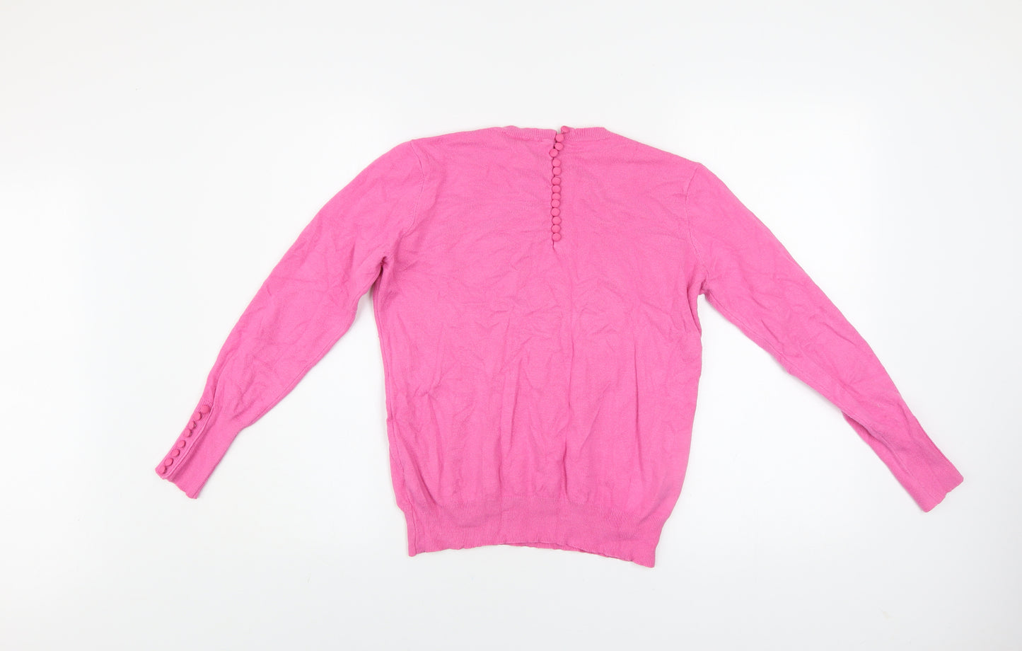 Savida Women's Pink Crew Neck Long Sleeve Pullover Jumper Size 12
