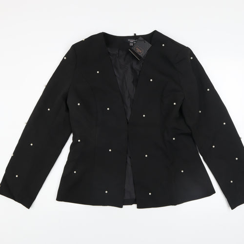 Missi London Women’s Black Pearl Beaded Blazer Jacket UK 14