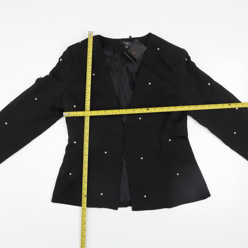 Missi London Women’s Black Pearl Beaded Blazer Jacket UK 14