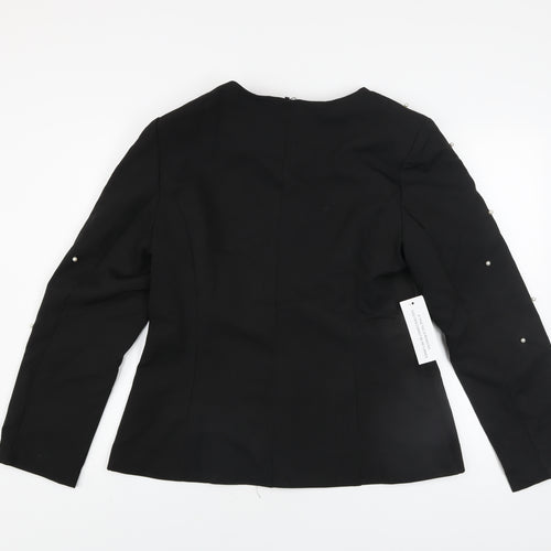 Missi London Women’s Black Pearl Beaded Blazer Jacket UK 14
