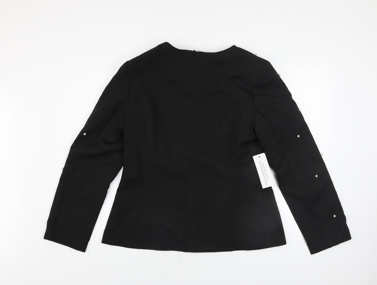 Missi London Women’s Black Pearl Beaded Blazer Jacket UK 14