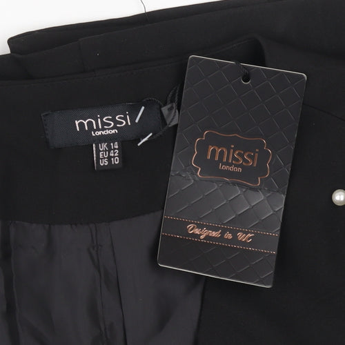 Missi London Women’s Black Pearl Beaded Blazer Jacket UK 14