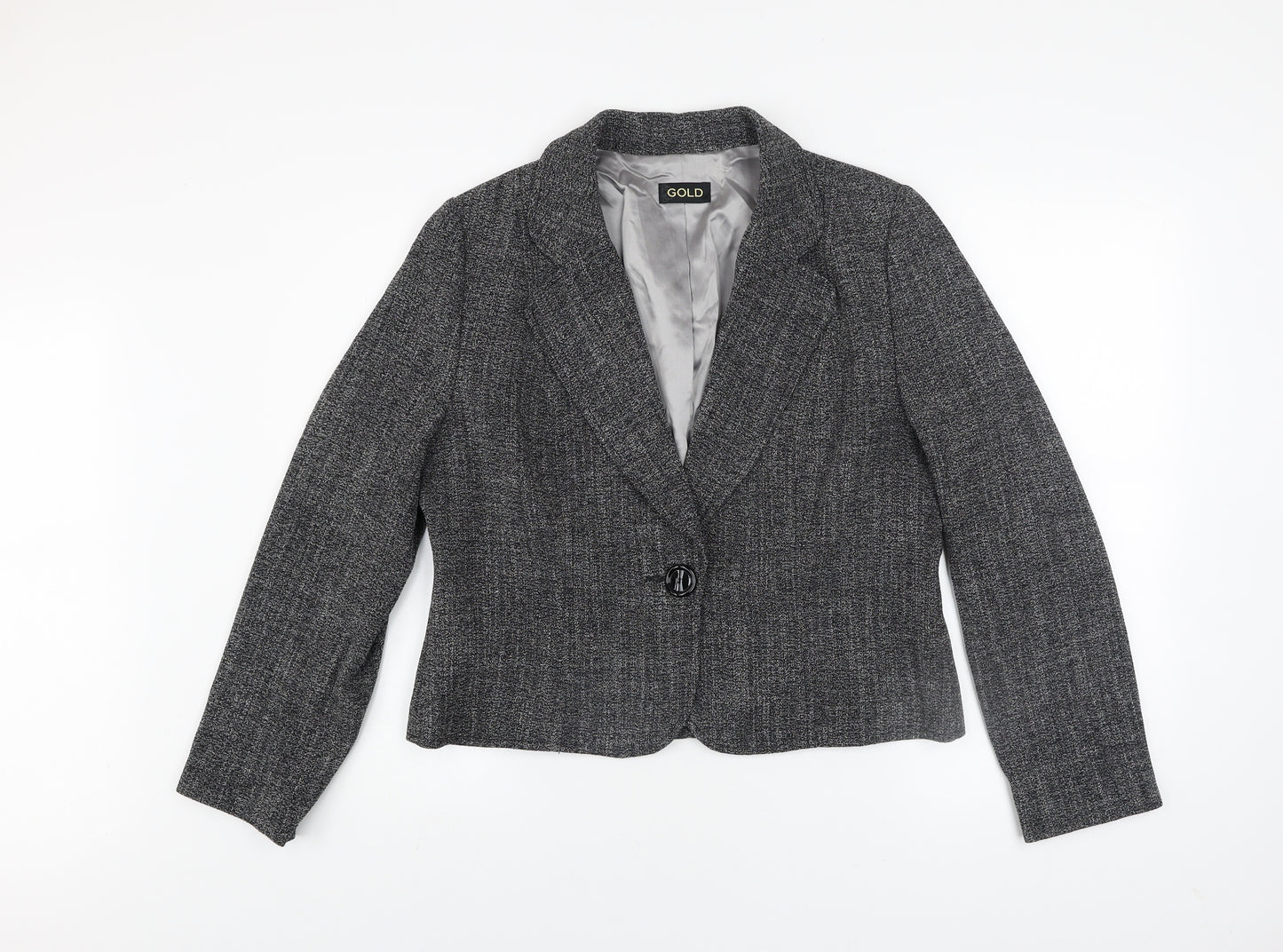 GOLD Womens Grey Tweed Blazer Jacket Size 16 Classic Business