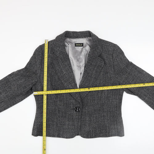 GOLD Womens Grey Tweed Blazer Jacket Size 16 Classic Business