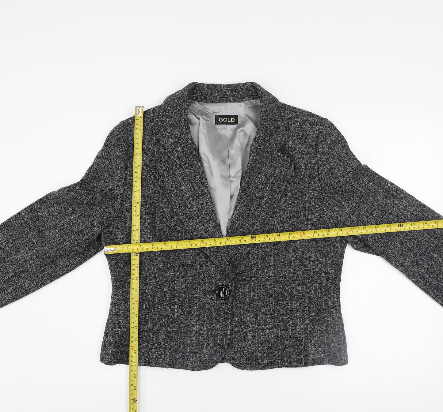 GOLD Womens Grey Tweed Blazer Jacket Size 16 Classic Business