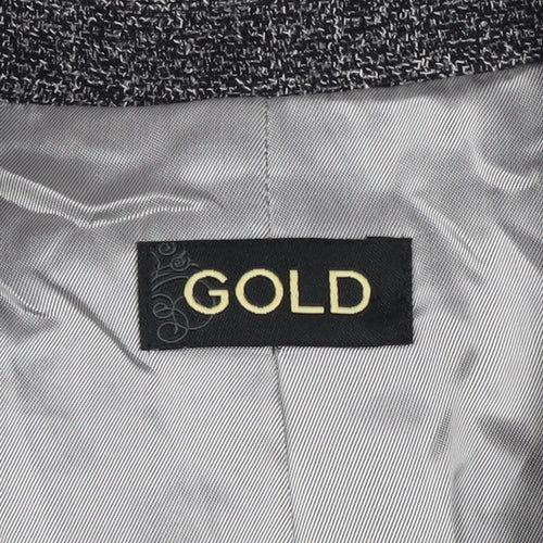 GOLD Womens Grey Tweed Blazer Jacket Size 16 Classic Business