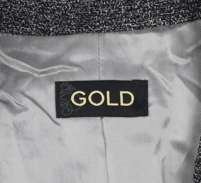 GOLD Womens Grey Tweed Blazer Jacket Size 16 Classic Business
