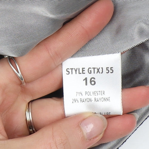 GOLD Womens Grey Tweed Blazer Jacket Size 16 Classic Business