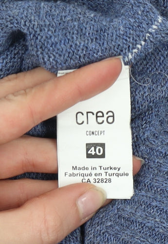 Crea Concept Women’s Blue V-Neck Short Sleeve Knit Jumper Size 12