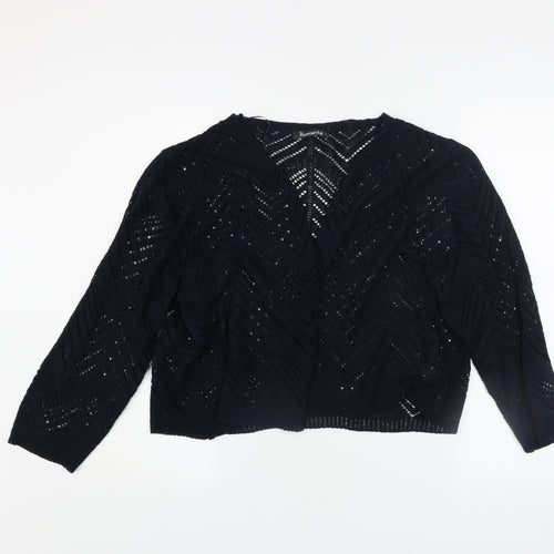 Bonmarché Women’s Black Open-Knit V-Neck Cardigan L
