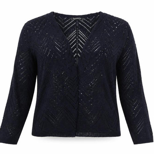 Bonmarché Women’s Black Open-Knit V-Neck Cardigan L