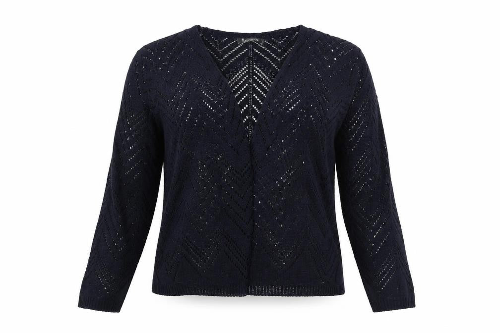 Bonmarché Women’s Black Open-Knit V-Neck Cardigan L