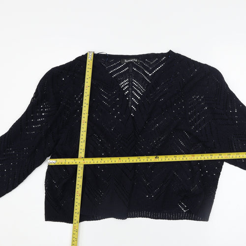 Bonmarché Women’s Black Open-Knit V-Neck Cardigan L