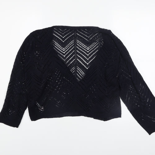 Bonmarché Women’s Black Open-Knit V-Neck Cardigan L