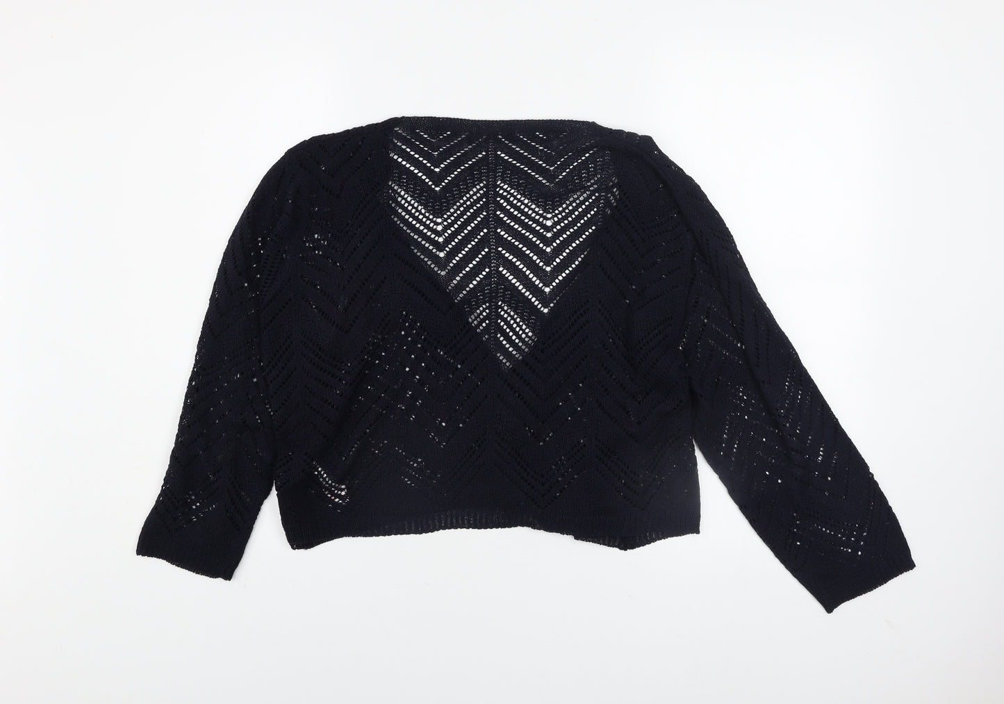 Bonmarché Women’s Black Open-Knit V-Neck Cardigan L