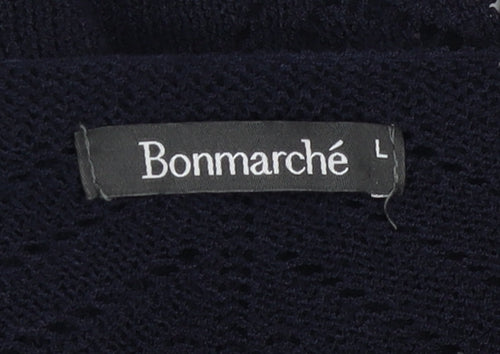 Bonmarché Women’s Black Open-Knit V-Neck Cardigan L