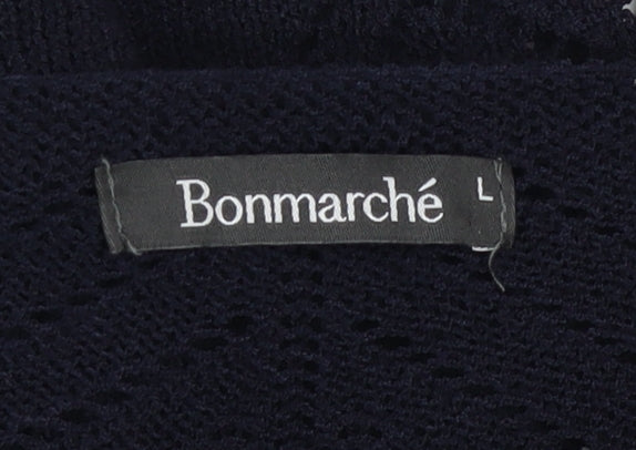 Bonmarché Women’s Black Open-Knit V-Neck Cardigan L