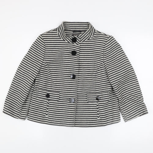 Principles Petite Women’s Black Striped Cotton Jacket Size 12