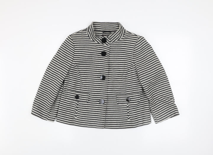 Principles Petite Women’s Black Striped Cotton Jacket Size 12