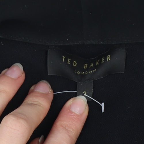 Ted Baker Women’s Black Size 10 Open Knit Long Sleeve Cardigan