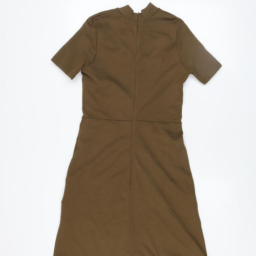 River Island Women’s Brown Knee Length Shift Dress Size 8 Short Sleeve