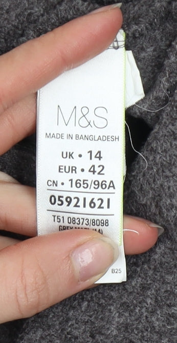 Marks and Spencer Womens Grey Size 14 Full Zip Fleece Jacket