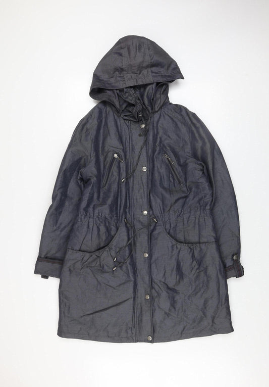 Marks and Spencer Per Una Women’s Blue Hooded Parka Coat Size 14