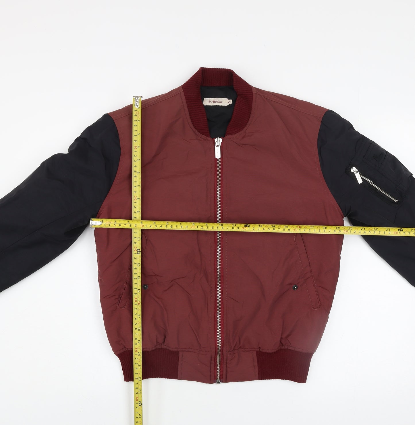 Dr Martens Men's Red Bomber Jacket XS Full Zip Cotton Lined