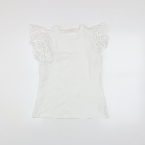 Savida Women’s White Embroidered Flutter Sleeve T-Shirt Size 10