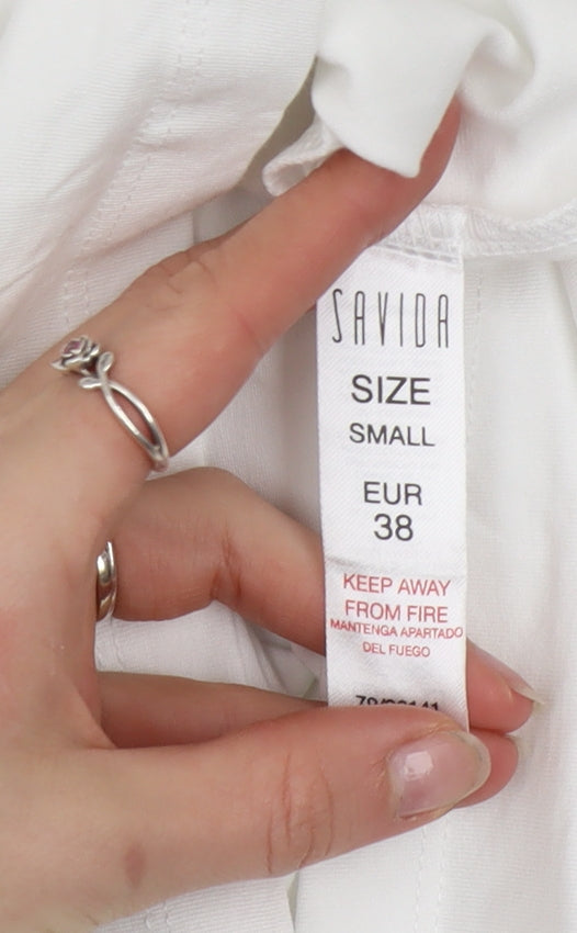 Savida Women’s White Embroidered Flutter Sleeve T-Shirt Size 10