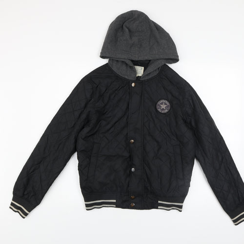 Converse Men's Black XS Quilted Hooded Jacket
