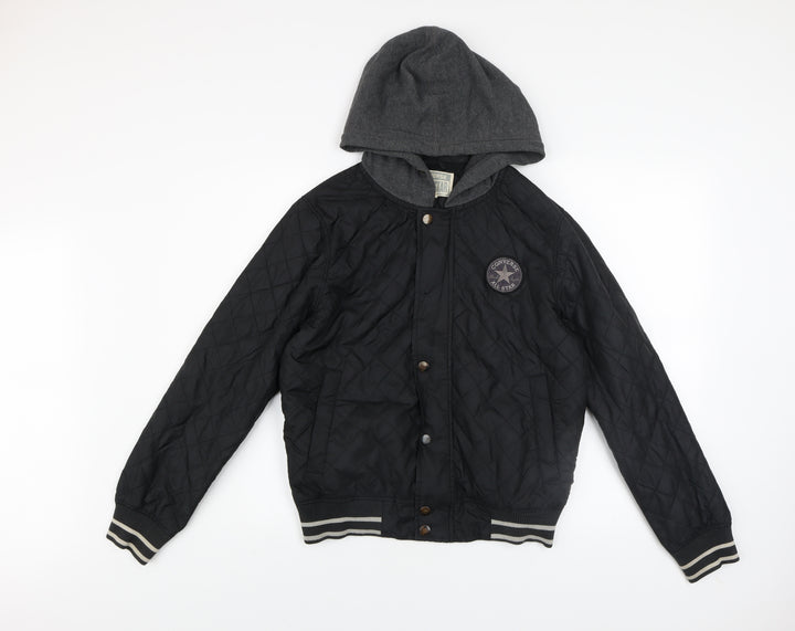 Converse Men's Black XS Quilted Hooded Jacket