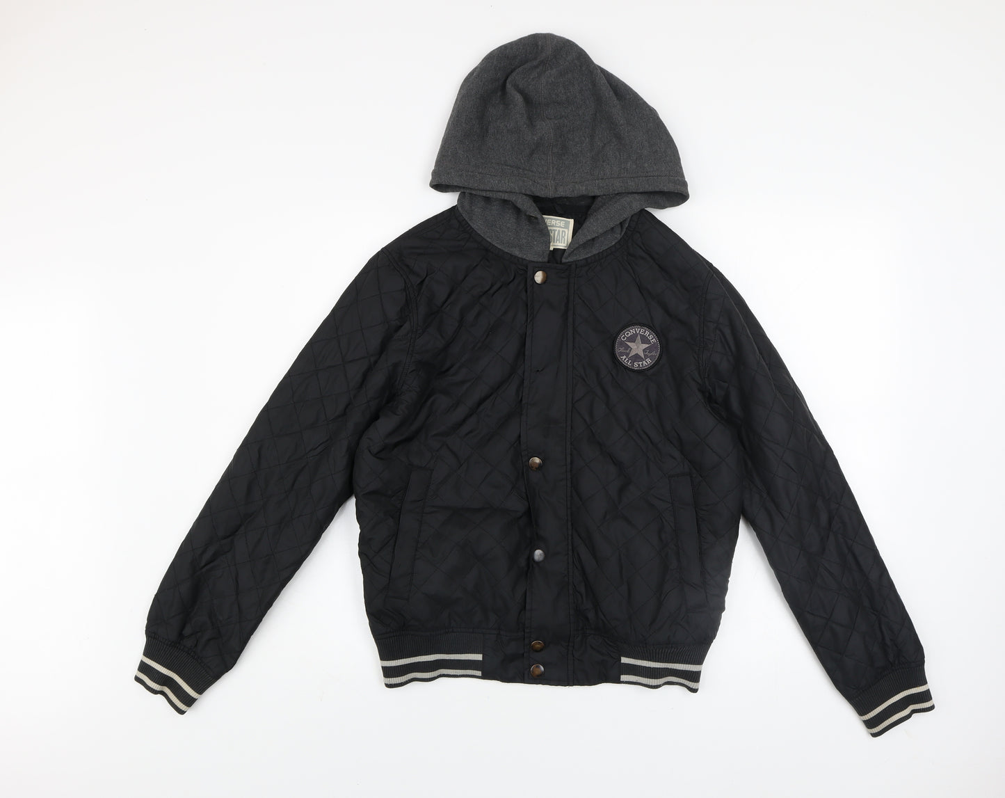 Converse Men's Black XS Quilted Hooded Jacket