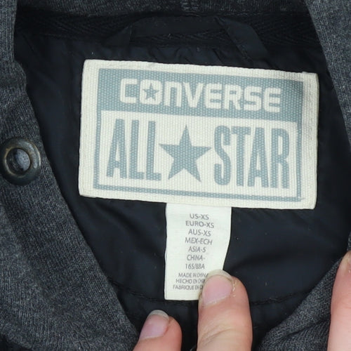 Converse Men's Black XS Quilted Hooded Jacket