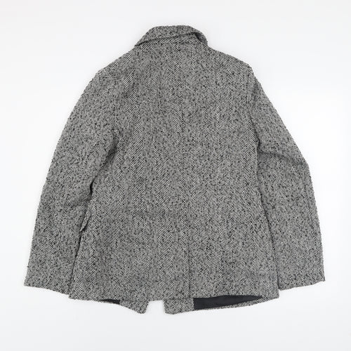 Et Vous Womens Grey Herringbone Blazer Size 12 Classic Mid-Length Jacket