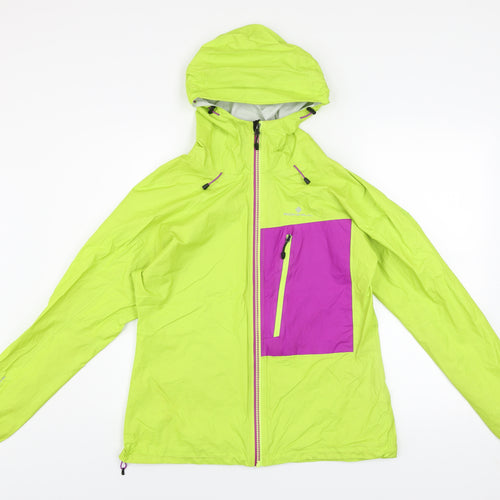 Ronhill Women's Green Windbreaker Jacket Size 12 Hooded Lightweight Outdoor